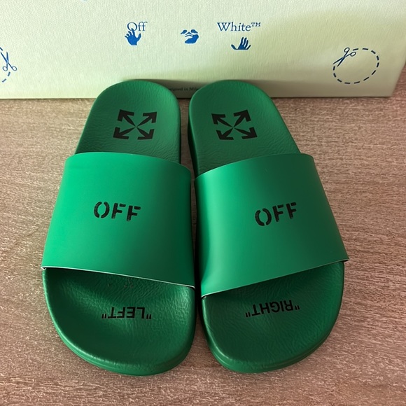 Off White Women Pool Slides - Picture 6 of 6
